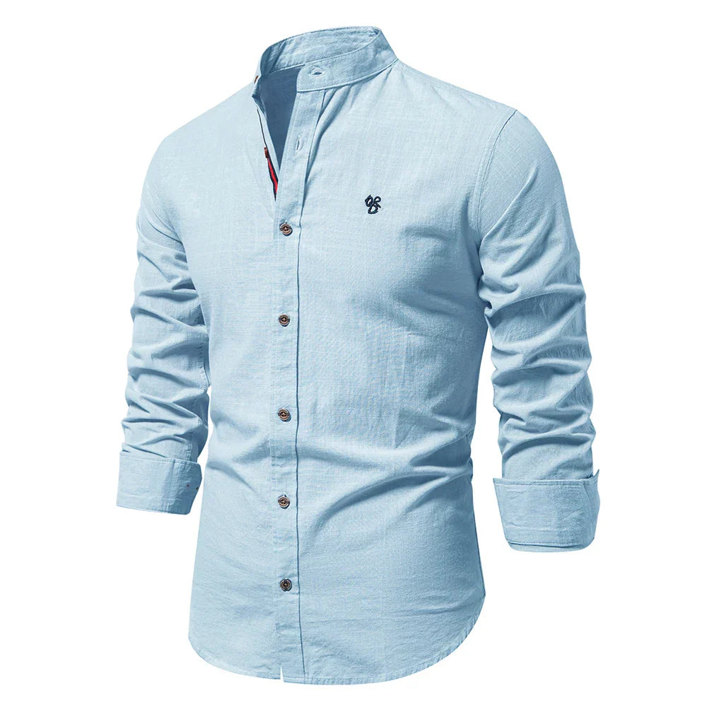 Men’s Slim Fit Mandarin Collar Button Shirt