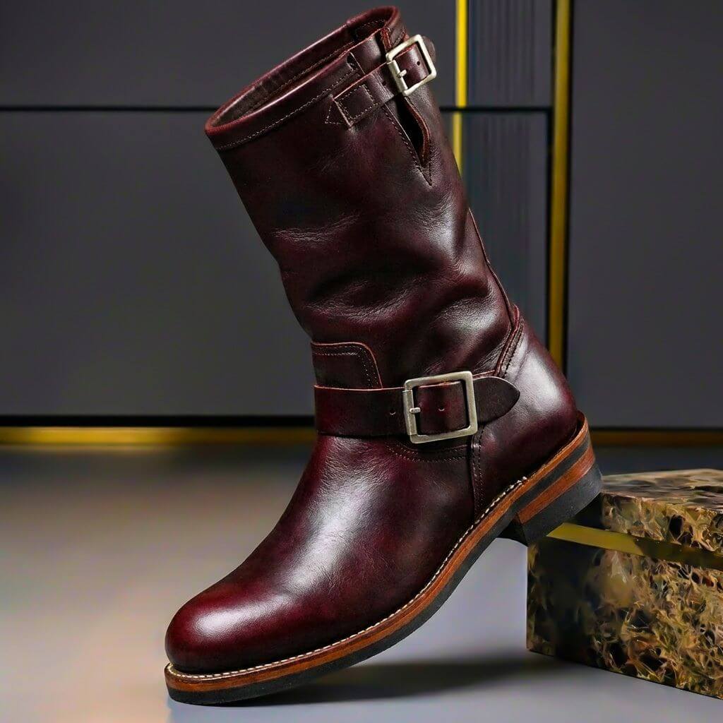 Men's Slip-On Mid-Calf Buckle Boots