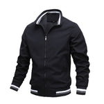 Men’s Stand Collar Zip Front Bomber Jacket