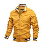 Men’s Stand Collar Zip Front Bomber Jacket