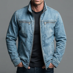 Men's Stand-Collar Zip-Front Utility Jacket
