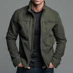Men's Stand-Collar Zip-Front Utility Jacket