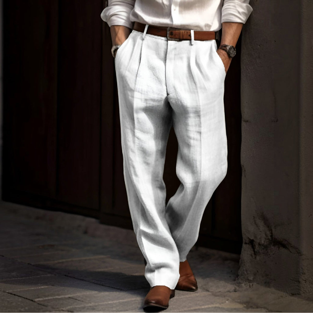 Men's Straight Cut Pleated Pants