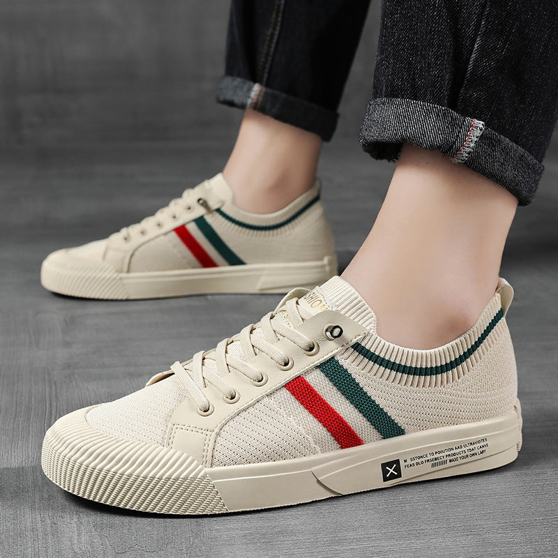 Men’s Stripe Detail Lace-Up Low-Top Sneakers