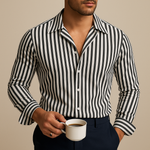 Men's Striped Button-Down Long-Sleeve Shirt