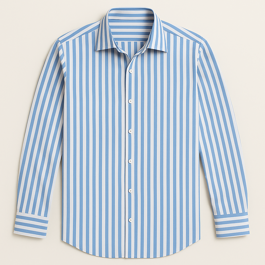 Men's Striped Button-Down Long-Sleeve Shirt