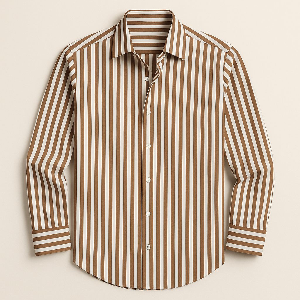Men's Striped Button-Down Long-Sleeve Shirt