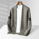 Men's Striped Button Front Long Sleeve Pocket Open Cardigan