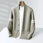 Men's Striped Button Front Long Sleeve Pocket Open Cardigan
