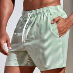 Men’s Striped Drawstring Swimming Trunks