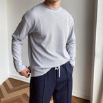 Men's Textured Long Sleeve Crew Neck Sweater