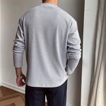 Men's Textured Long Sleeve Crew Neck Sweater