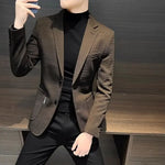 Men’s Textured Notch Lapel Single Breasted Tailored Blazer Jacket
