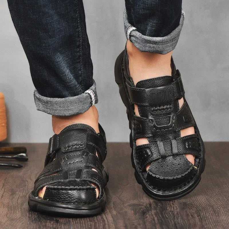 Men's Textured Straps Closed-Toe Fisherman Sandals