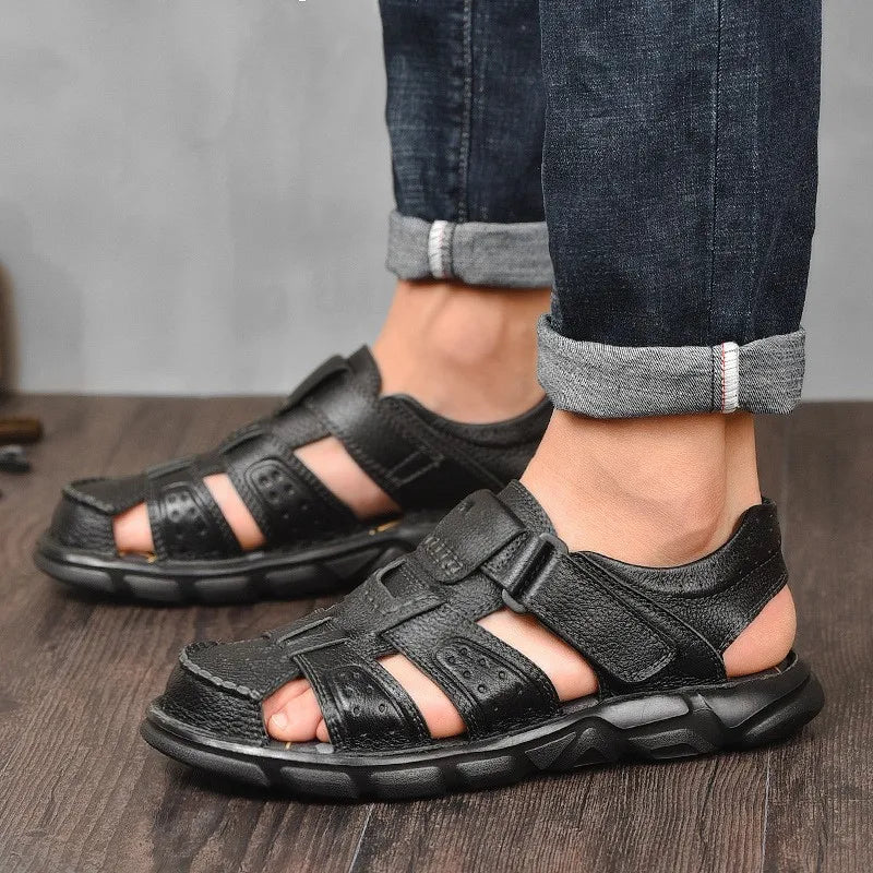 Men's Textured Straps Closed-Toe Fisherman Sandals