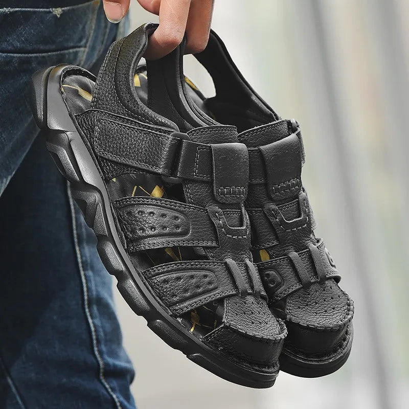 Men's Textured Straps Closed-Toe Fisherman Sandals