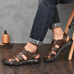 Men's Textured Straps Closed-Toe Fisherman Sandals