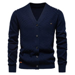 Men’s Textured V-Neck Button Knit Cardigan