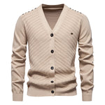 Men’s Textured V-Neck Button Knit Cardigan