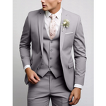 Men's Three Piece Single Breasted Notch Lapel Vest Front Pocket Suit