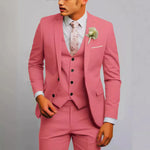 Men's Three Piece Single Breasted Notch Lapel Vest Front Pocket Suit