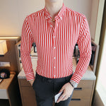 Men’s Vertical Stripe Button Down Dress Shirt