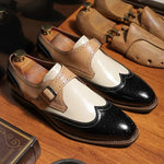 Men's Wingtip Monk Strap Brogue Buckle Perforated Dress Shoes