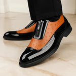 Men's Wingtip Zippered Brogue Dress Shoes