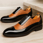 Men's Wingtip Zippered Brogue Dress Shoes