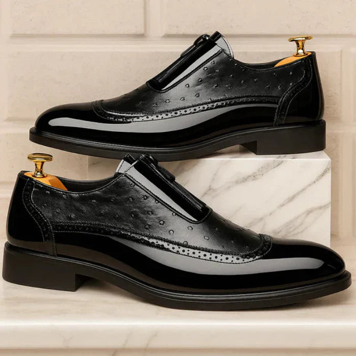 Men's Wingtip Zippered Brogue Dress Shoes
