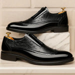 Men's Wingtip Zippered Brogue Dress Shoes