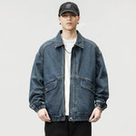Men’s Zip Front Elastic Cuff Denim Jacket