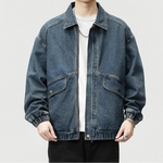 Men’s Zip Front Elastic Cuff Denim Jacket