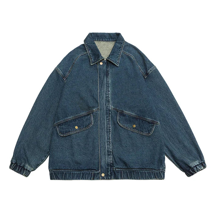Men’s Zip Front Elastic Cuff Denim Jacket