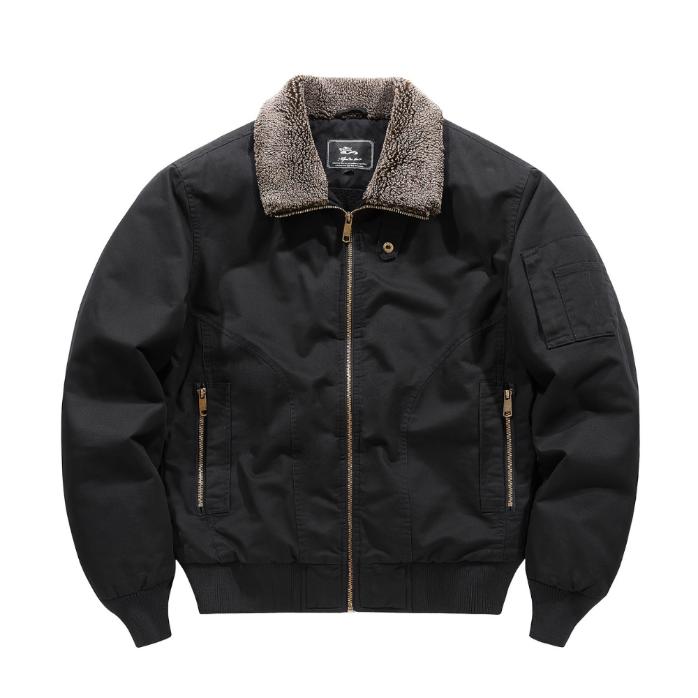Men’s Zip Front Sherpa Collar Bomber Jacket