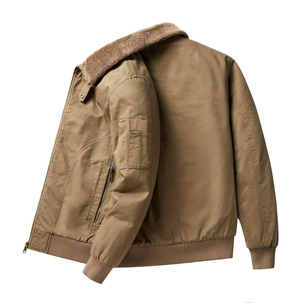 Men’s Zip Front Sherpa Collar Bomber Jacket