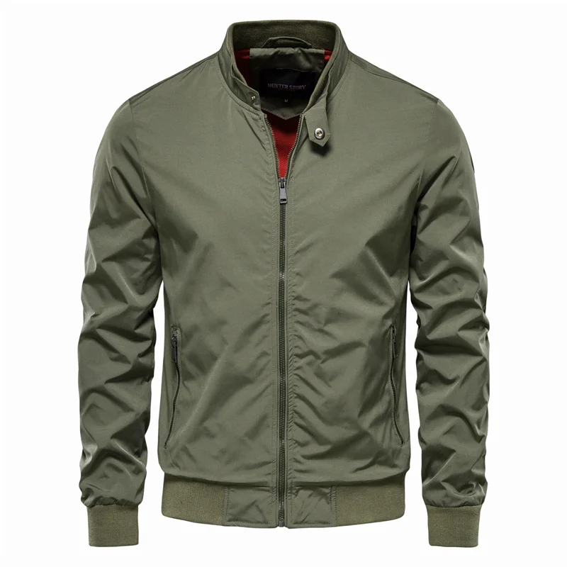 Men’s Zip Front Stand Collar Bomber Jacket