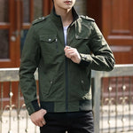 Men’s Zip Front Stand Collar Utility Bomber Jacket