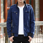 Men’s Zip Front Stand Collar Utility Bomber Jacket