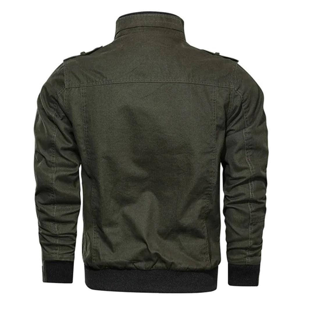 Men’s Zip Front Stand Collar Utility Bomber Jacket
