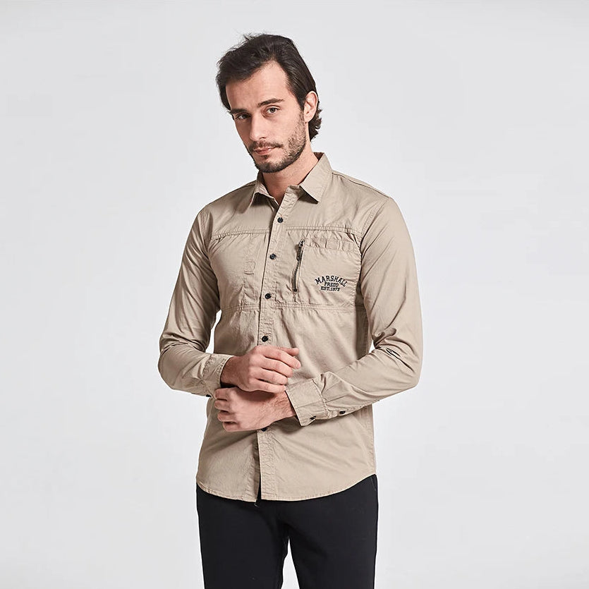 Men’s Zip Pocket Button Down Shirt