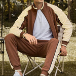Men’s Zip Up Color Block 2 Piece Tracksuit Set