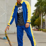 Men’s Zip Up Color Block 2 Piece Tracksuit Set