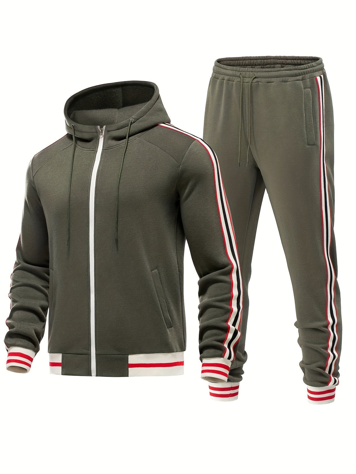 Men’s Zip Up Hoodie and Jogger Pants 2 Piece Tracksuit Set