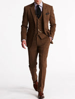 Men’s Tailored Slim Fit Tweed 3-Piece Suit Set