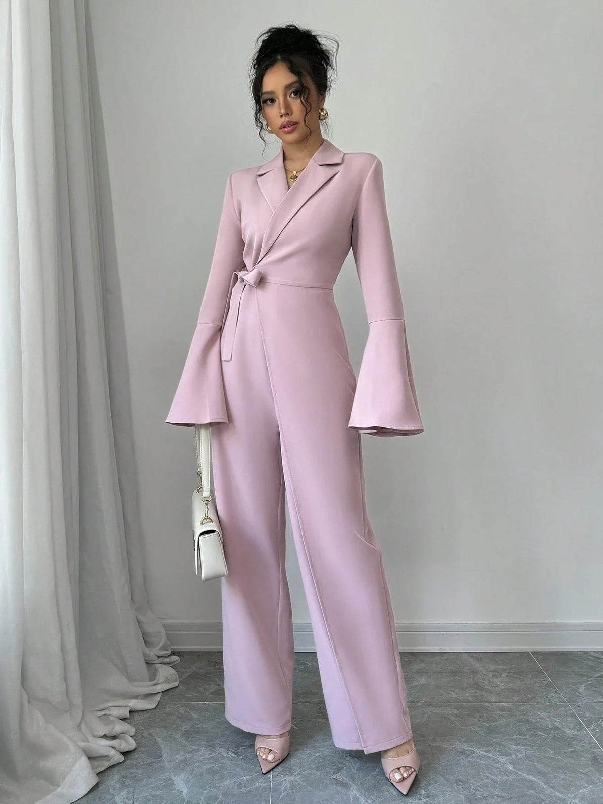 Women’s Blazer Wrap Wide Leg Jumpsuit