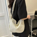 Women’s Casual Shoulder Bag with Ribbed Fabric