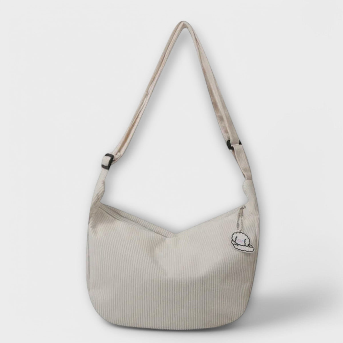 Women’s Casual Shoulder Bag with Ribbed Fabric