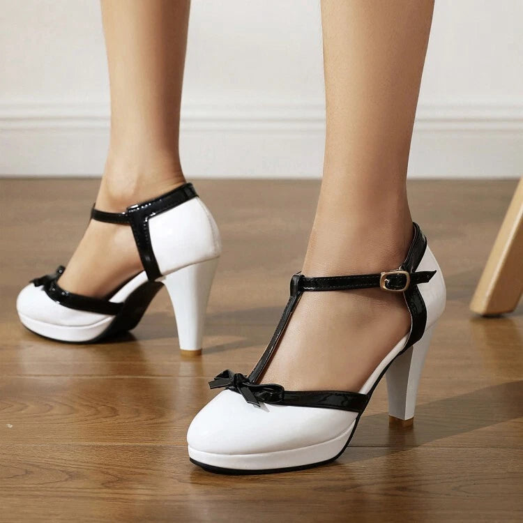 Women’s Closed-Toe Ankle Strap High Heel Shoes