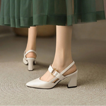 Women’s Closed-Toe Block Heel Slingback Shoes